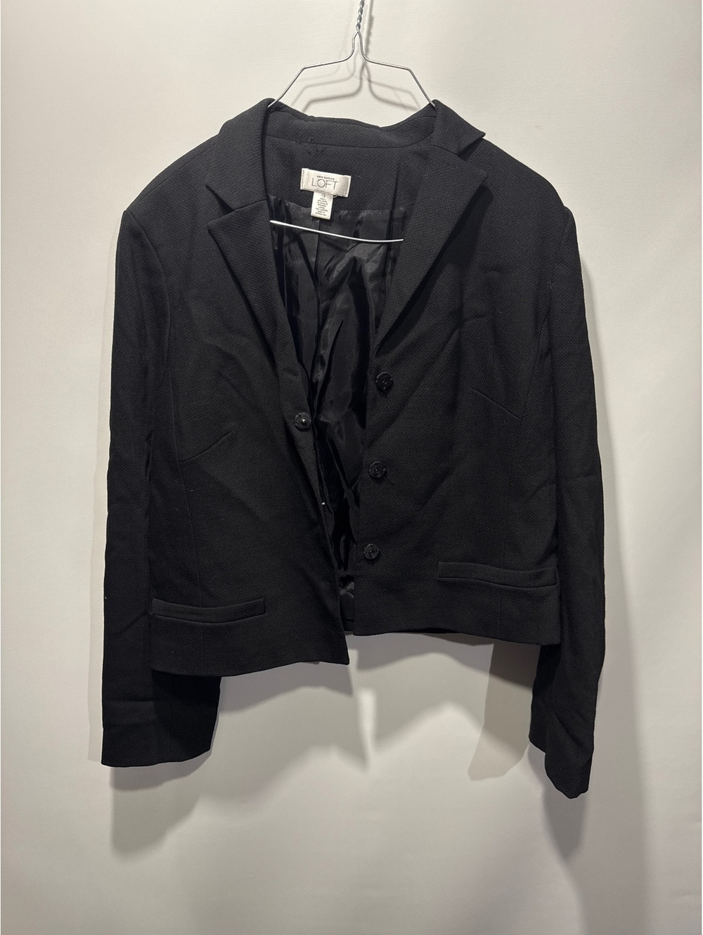 Ann Taylor LOFT Black Wool Blend Blazer Jacket Size 12